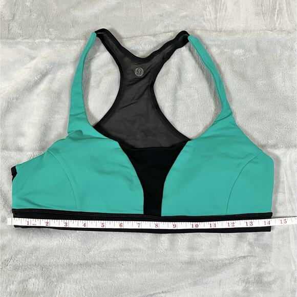 Lululemon Size 10 Smooth Stride Bra Viridian Green Black Luxtreme Color Block - Picture 7 of 7